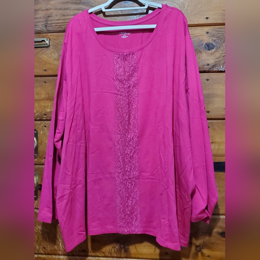 Women's Pink Lace Detail Top